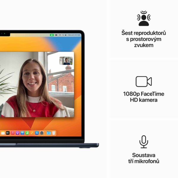 MacBook Air 15,3", Apple M2 8jádrové CPU, 10jádrové GPU, 8GB, 256GB SSD, CZ temně inkoustový SKLADEM - Image 6